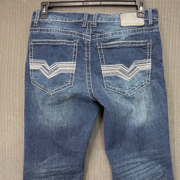 Faded Glory Mens Size W32 L34 Blue Straight Fit Denim Jeans Distressed Style - Picture 10 of 10